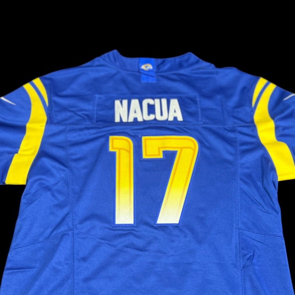 LA Rams Puka Nacua #17 Blue Home Stitched Jersey Men’s L NWT